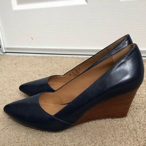 Franco Sarto Navy Blue Wedge Pumps - Frankie